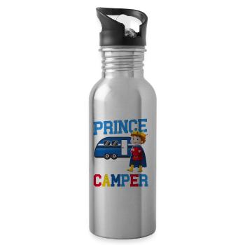 Cute Camping Prince Of The Camper - Water bottle with straw - silver - Right