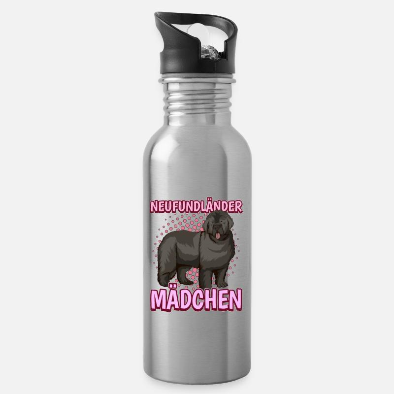 Neufundländer Mädchen - Trinkflasche mit integriertem Trinkhalm - Lightsilver