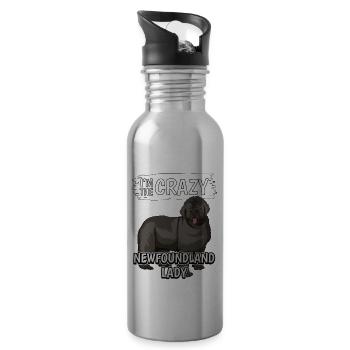 Terre-Neuve I’m The Crazy Newfoundland Lady - Gourde avec paille intégrée - argent clair - Droite