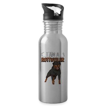 Rottweiler I Am A Rottweiler - Water bottle with straw - silver - Right