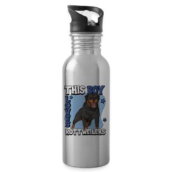 Rottweiler This Boy Loves Rottweilers - Water bottle with straw - silver - Right