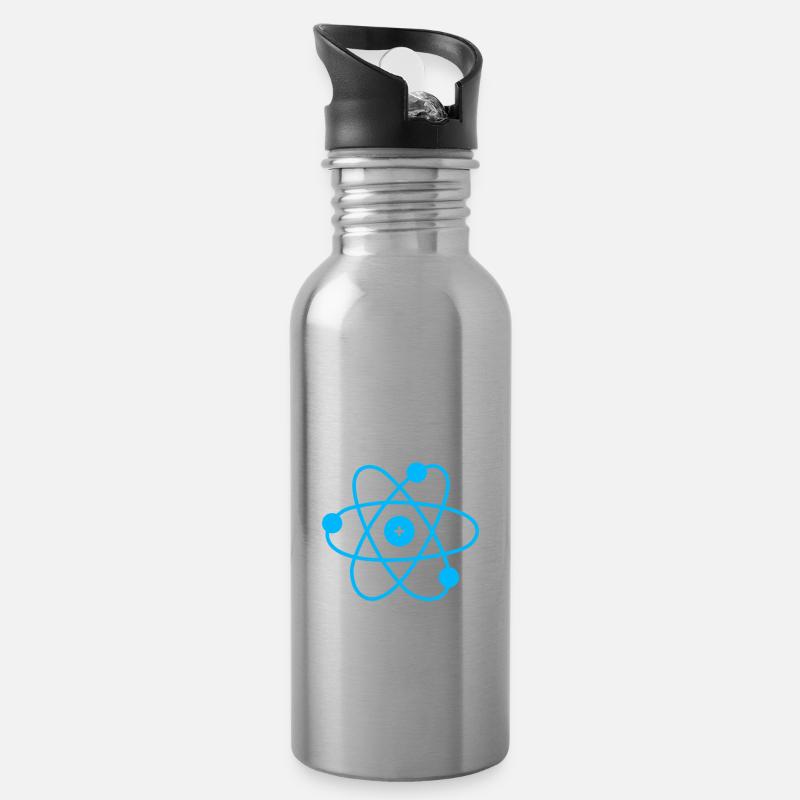 Think like a Proton Stay Positive Physiker Spruch - Trinkflasche mit integriertem Trinkhalm - Lightsilver