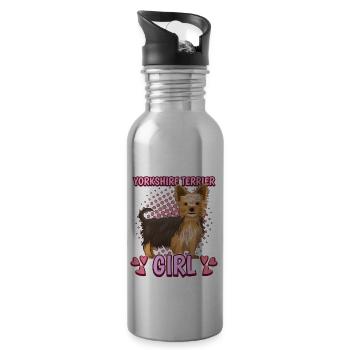 Yorkshire Terrier Yorkshire Terrier Girl - Trinkflasche mit integriertem Trinkhalm - Lightsilver - Rechts