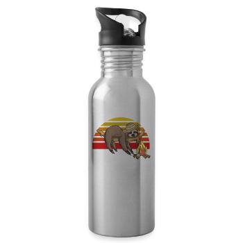 Sloth Camping Team Motorhome Retro - Trinkflasche mit integriertem Trinkhalm - Lightsilver - Rechts