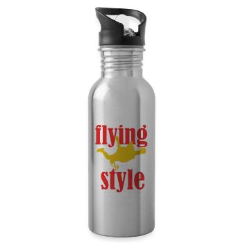 Skydiving is not flying, but falling - Water bottle with straw - silver - Right