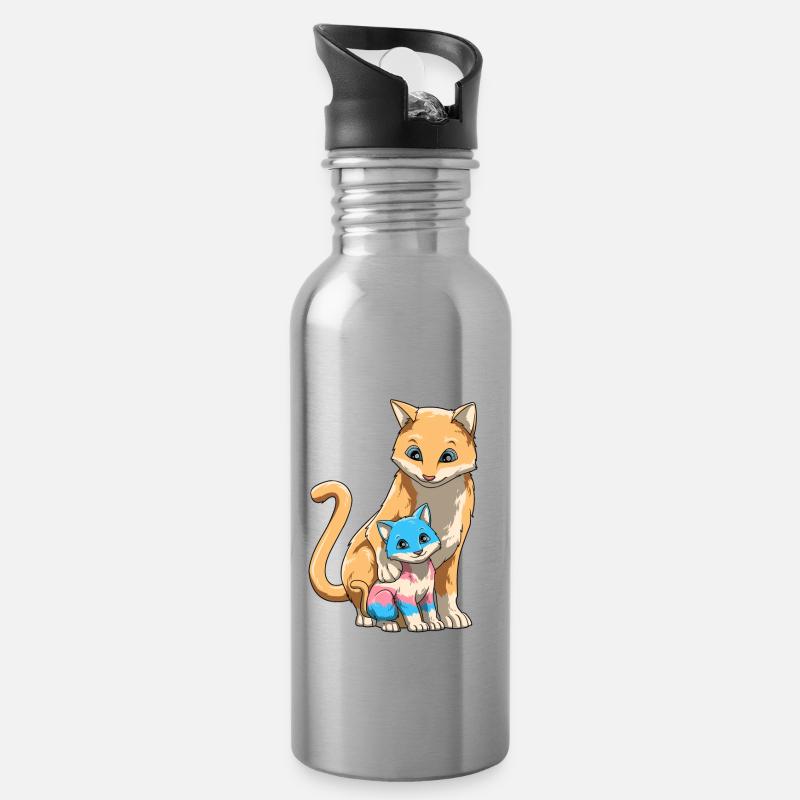 Transgender Stolz Mama Katze Mutter Tochter Sohn - Trinkflasche mit integriertem Trinkhalm - Lightsilver