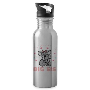 Ich werde große Schwester Geschenk Schwangerschaft - Trinkflasche mit integriertem Trinkhalm - Lightsilver - Rechts