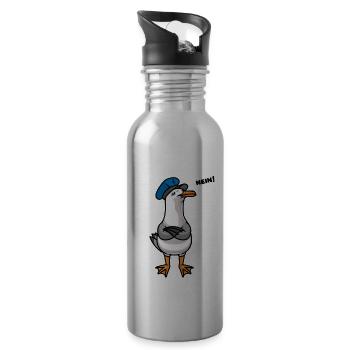 Sture Möwe Mittelmeermöwe Möwenvögel Nordsee - Trinkflasche mit integriertem Trinkhalm - Lightsilver - Rechts
