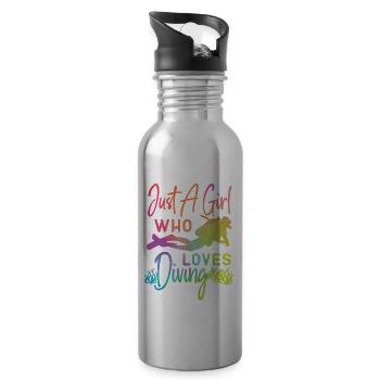 Scuba Diver Just A Girl Who Loves - Water bottle with straw - silver - Right