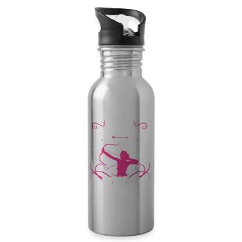 Bogenschießen Design für eine Bogenschützin - Trinkflasche mit integriertem Trinkhalm - Lightsilver - Rechts