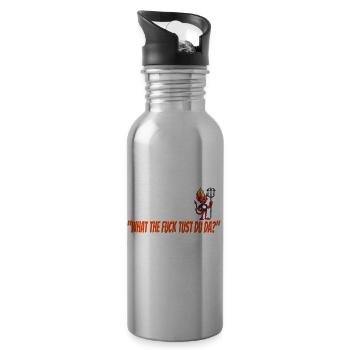 What the fuck tust du da - Trinkflasche mit integriertem Trinkhalm - Lightsilver - Rechts