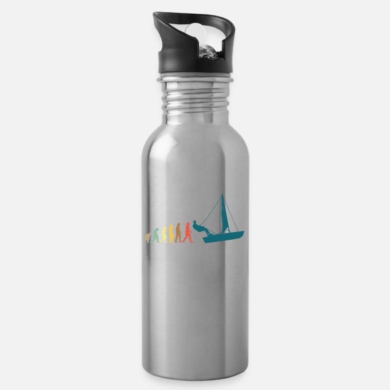 Sailing Sailboat Evolution - Water bottle with straw - silver