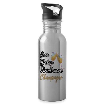 Save Water Drink - Water bottle with straw - silver - Right