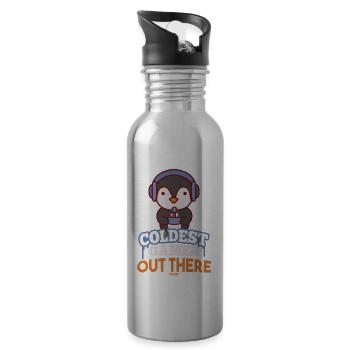 Pinguin Südpol zocken Geek Gaming - Trinkflasche mit integriertem Trinkhalm - Lightsilver - Rechts