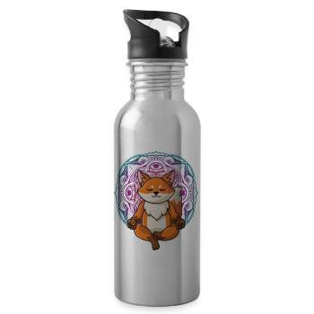 Fuchs Yoga Mandala Spirituell yoga damen spruch - Trinkflasche mit integriertem Trinkhalm - Lightsilver - Rechts