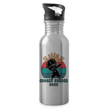 Bääm! Großer Bruder 2022 Ankündigung Dab Geburt - Trinkflasche mit integriertem Trinkhalm - Lightsilver - Rechts