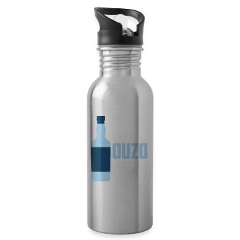 Trink ich zu viel Ouzo Bin ich Immer zu so - Trinkflasche mit integriertem Trinkhalm - Lightsilver - Rechts