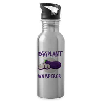 Aubergines Whisperer Gift - Water bottle with straw - silver - Right