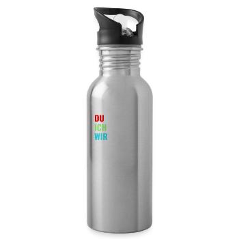 Du bekloppt Ich bekloppt Wir freunde Kommunikation - Trinkflasche mit integriertem Trinkhalm - Lightsilver - Rechts