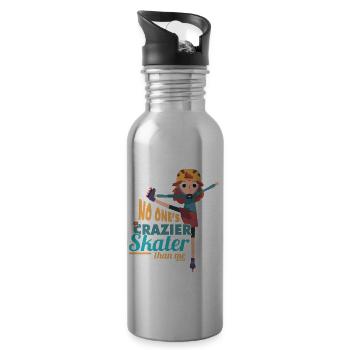 No One ́s A Crazier Skater Than Me - Water bottle with straw - silver - Right