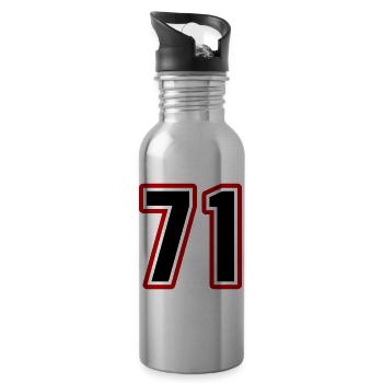 71 symbole de nombre - Gourde avec paille intégrée - argent clair - Droite