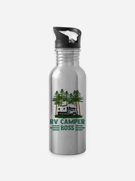 Wohnwagen Wohnmobil Caravan Camper - Trinkflasche mit integriertem Trinkhalm -