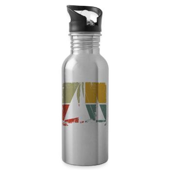 Sailing Vintage Sailboat - Trinkflasche mit integriertem Trinkhalm - Lightsilver - Rechts