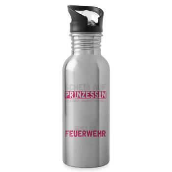 Feuerwehr Prinzessin Feuerwehrfrau Freiwillige - Trinkflasche mit integriertem Trinkhalm - Lightsilver - Rechts
