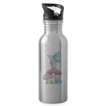 Fairycore Aesthetic Fee Maus auf einem Pilz - Trinkflasche mit integriertem Trinkhalm - Lightsilver - Rechts