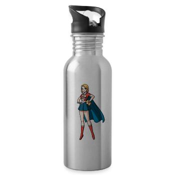 I Teach Preschool Whats Your Superpower Superhero - Trinkflasche mit integriertem Trinkhalm - Lightsilver - Rechts