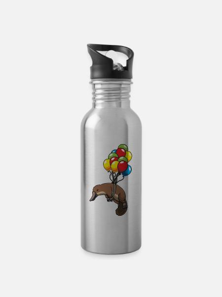Schnabeltier mit Luftballons lustige Tiere - Trinkflasche mit integriertem Trinkhalm - Lightsilver