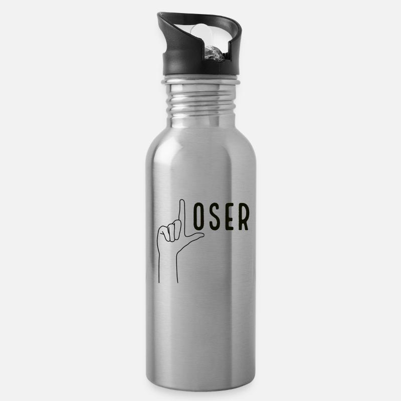 Loser - Trinkflasche mit integriertem Trinkhalm - Lightsilver