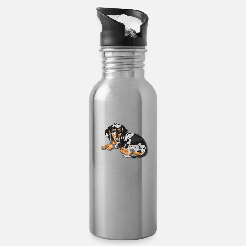 Tigerdackel - Trinkflasche mit integriertem Trinkhalm - Lightsilver