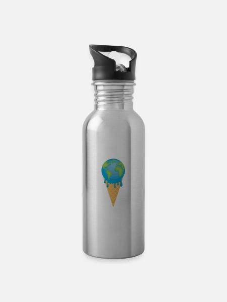 Nachhaltigkeit - Trinkflasche mit integriertem Trinkhalm - Lightsilver