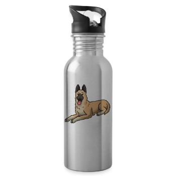 Laekenois Hund Belgischer Schäferhund - Trinkflasche mit integriertem Trinkhalm - Lightsilver - Rechts