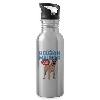 Malinois Belgian Shepherd Dog Gift - Water bottle with straw - silver - Right