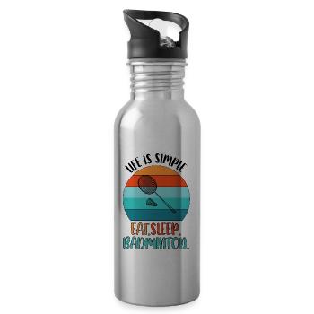 Badminton Badminton Badminton Player - Water bottle with straw - silver - Right