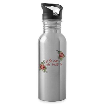 Christian Bible Verse Quote Rose - Trinkflasche mit integriertem Trinkhalm - Lightsilver - Rechts