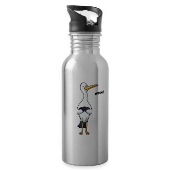 Sturer Storch Weißstorch Vögel - Trinkflasche mit integriertem Trinkhalm - Lightsilver - Rechts