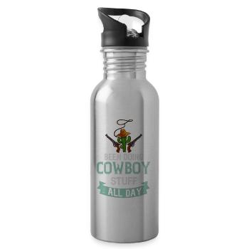 Cowboy Western Country - Trinkflasche mit integriertem Trinkhalm - Lightsilver - Rechts