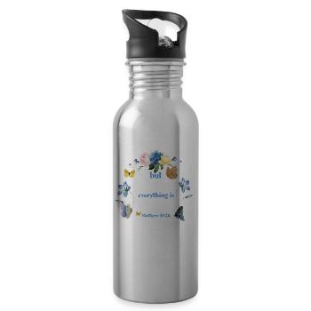Christian Bible Verse Butterfly - Water bottle with straw - silver - Right