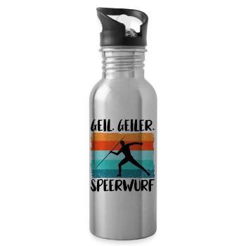 Speerwurf Speerwerfen Speerwerfer - Trinkflasche mit integriertem Trinkhalm - Lightsilver - Rechts