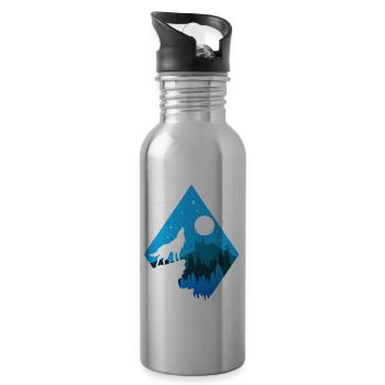 Idée cadeau Wolves Wolf - Gourde avec paille intégrée - argent clair - Droite
