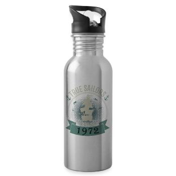 50 years birthday 1972 sailor saying gift - Water bottle with straw - silver - Right