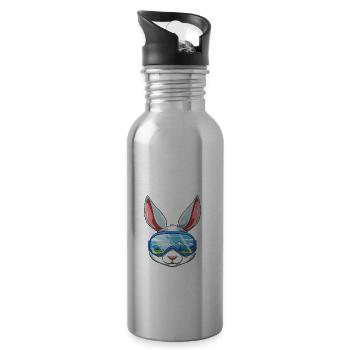 Lenzerheide Graubünden Schweiz Retro Ski Hase - Trinkflasche mit integriertem Trinkhalm - Lightsilver - Rechts