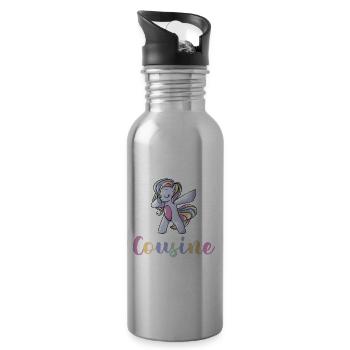 Cousine 2023 Einhorn Familie Nachwuchs Statement S - Trinkflasche mit integriertem Trinkhalm - Lightsilver - Rechts