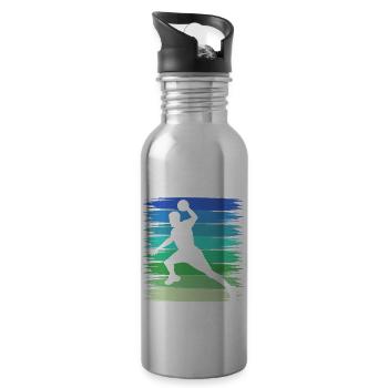 Handball Handballspieler im Schuß aufs Tor - Trinkflasche mit integriertem Trinkhalm - Lightsilver - Rechts