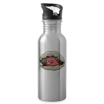 Funny Dabbing Clam Shirt, Clam Bar Shirt, Clam Eat - Water bottle with straw - silver - Right
