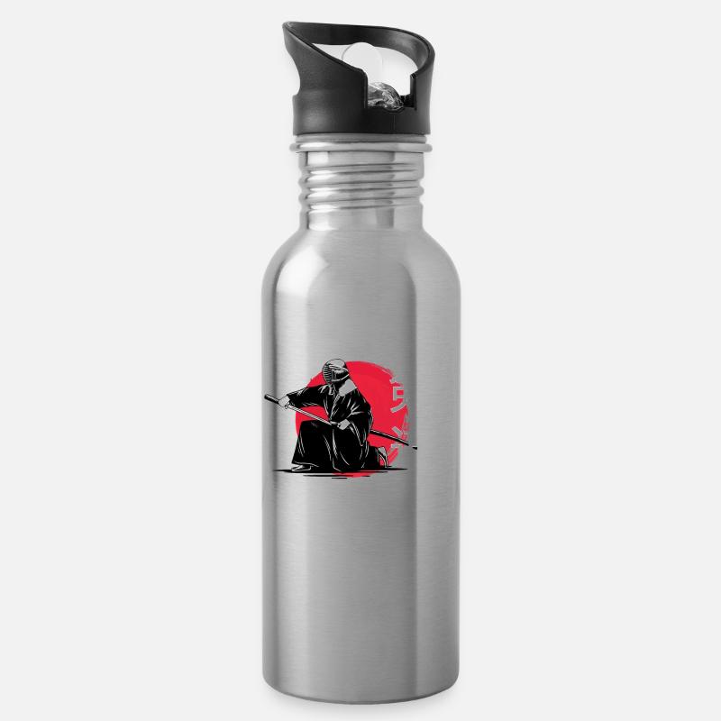 Kendo - Water bottle with straw - silver