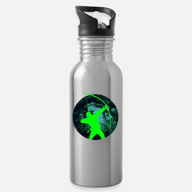Lustiges Bogenschießen Bogenschütze Geschenk - Trinkflasche mit integriertem Trinkhalm - Lightsilver